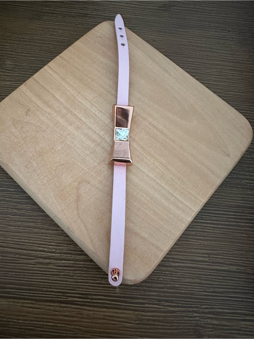 Women's Pink Ted Baker Leather Rose gold Bow Bracelet - Picture 8 of 9